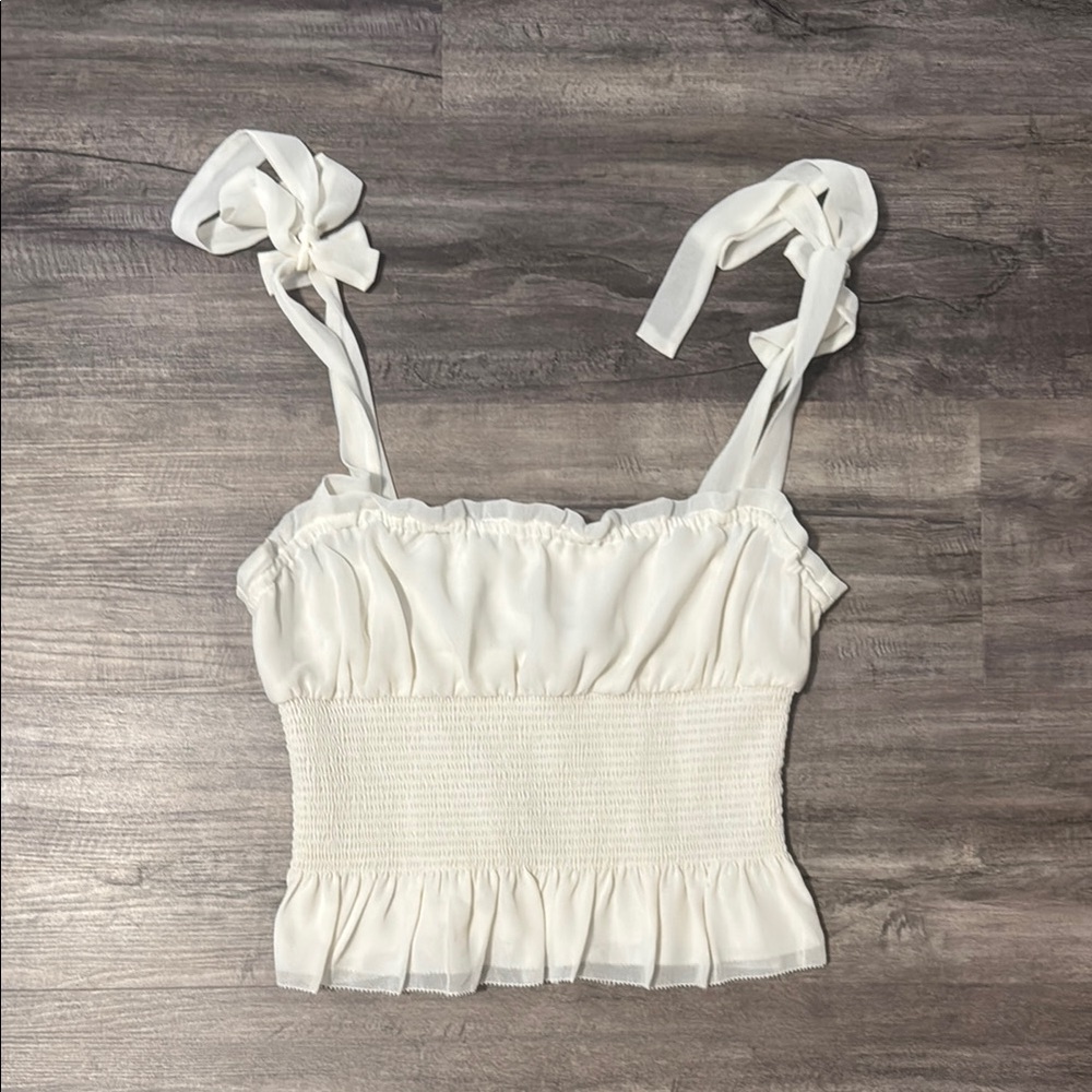 Wilfred White Ruffled Tie Front Camisole